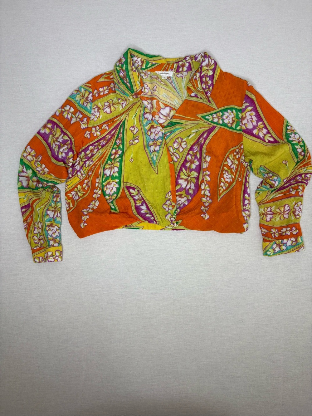 Haute Hippie cropped elastic waist top blouse size M